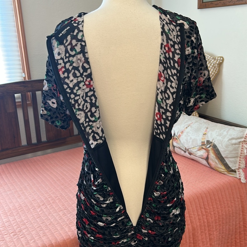 The Kooples Paris FLEUR NAÏVE BURNOUT Bodycon Ruching Dress Size French 3 US 8 - Picture 10 of 16